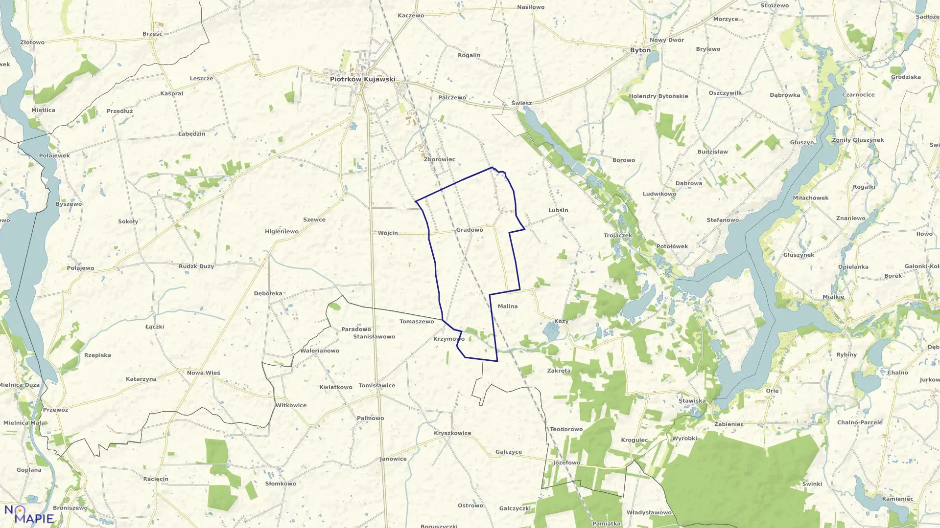 Mapa obrębu GRADOWO w gminie Piotrków Kujawski