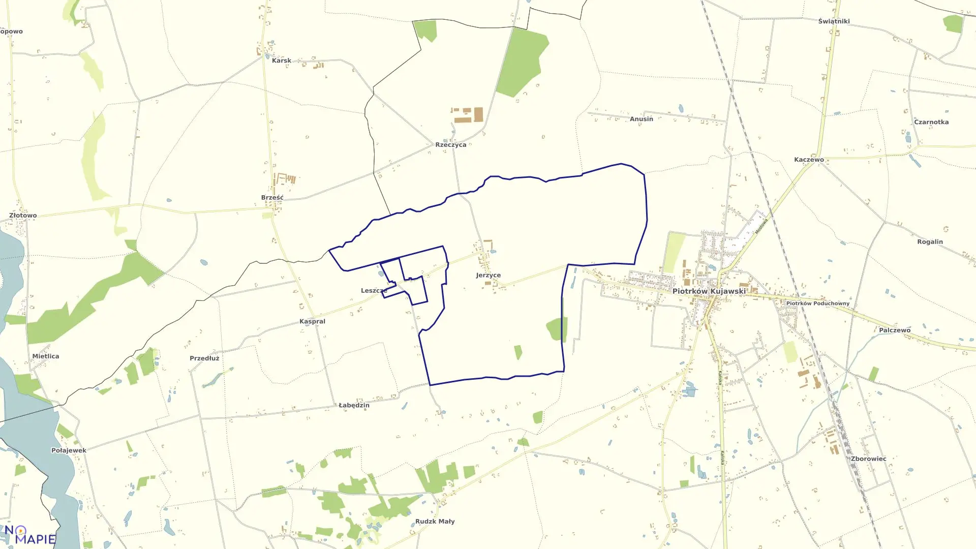 Mapa obrębu JERZYCE w gminie Piotrków Kujawski