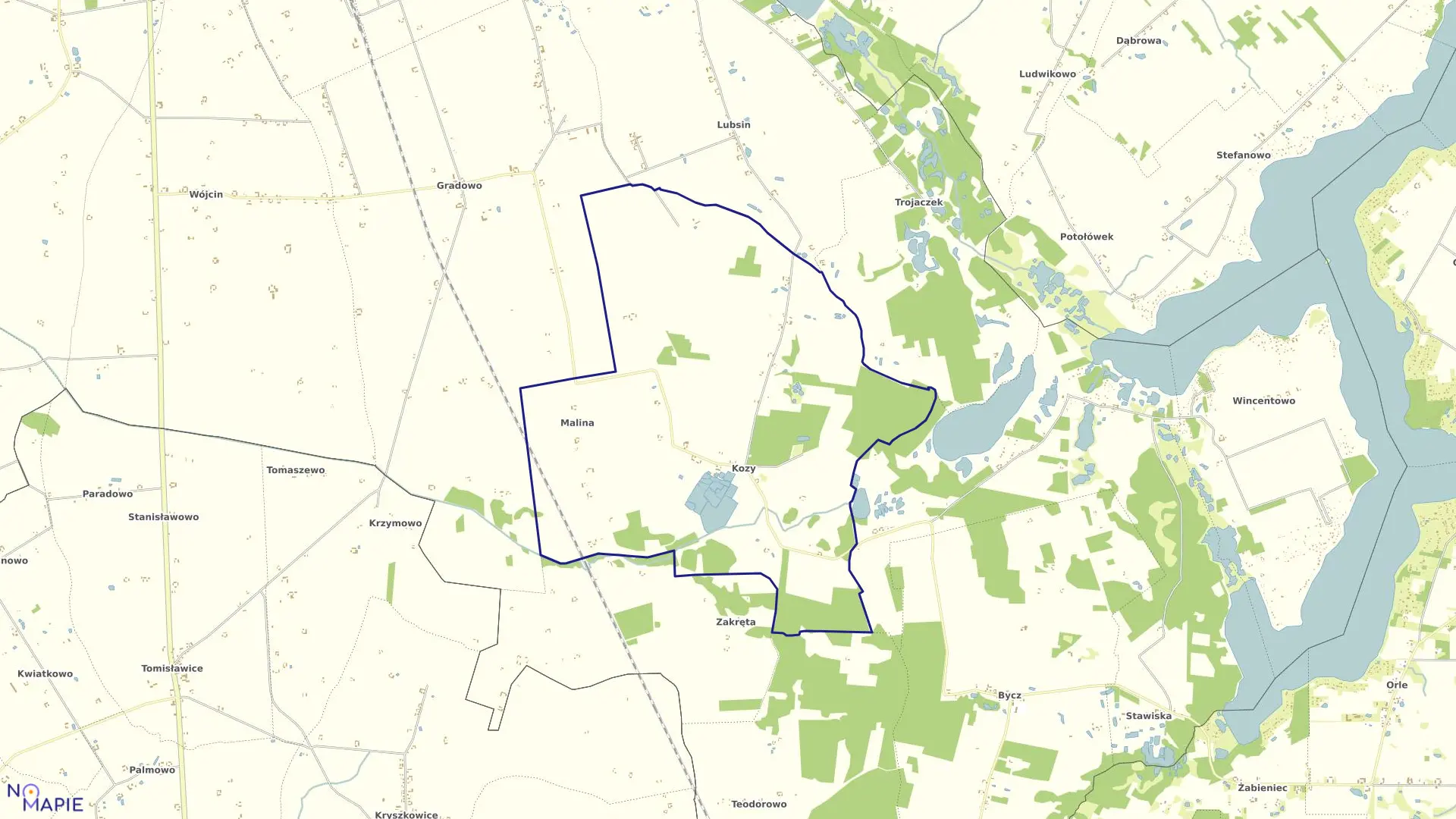 Mapa obrębu MALINA w gminie Piotrków Kujawski