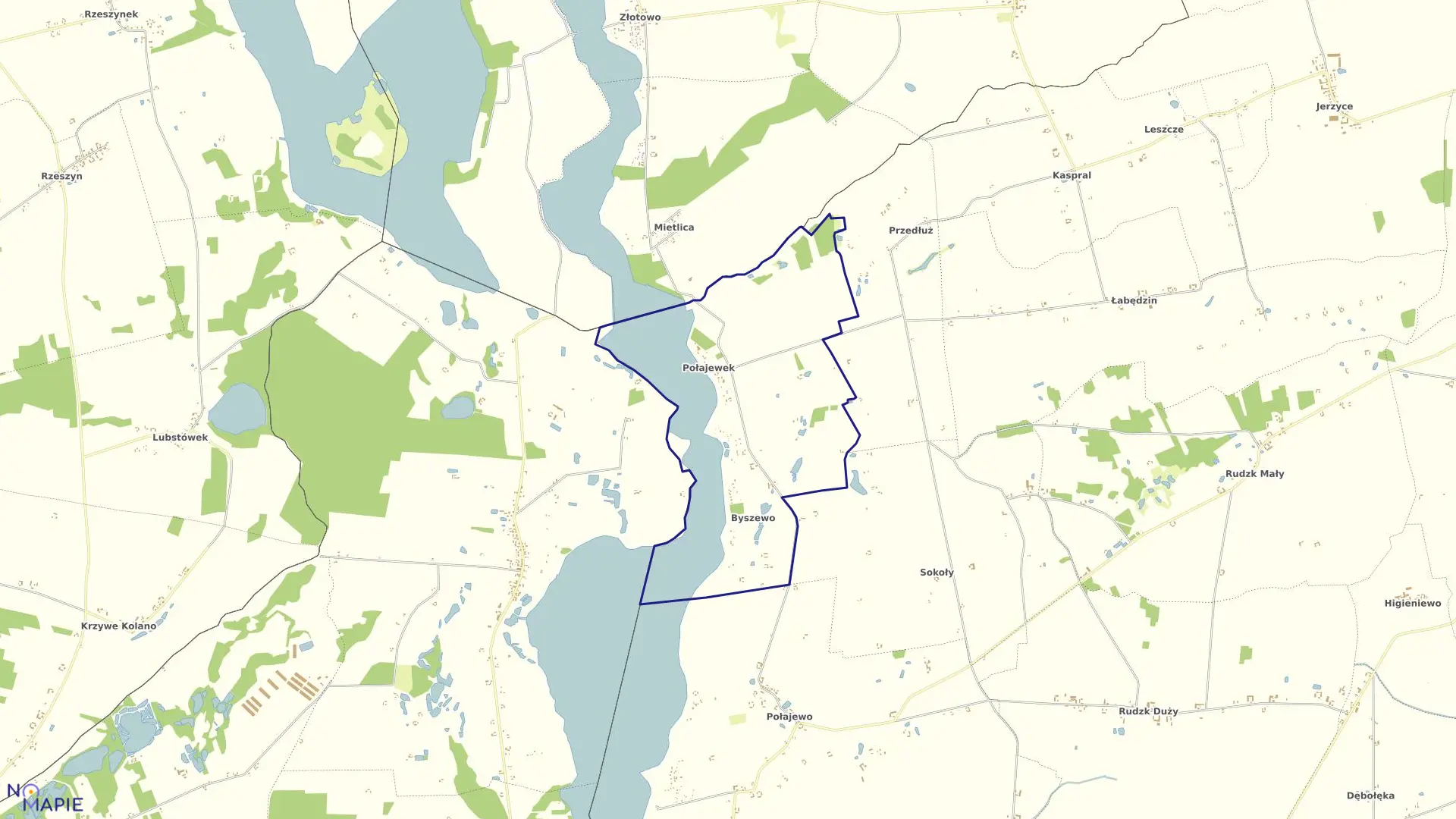 Mapa obrębu POŁAJEWEK w gminie Piotrków Kujawski