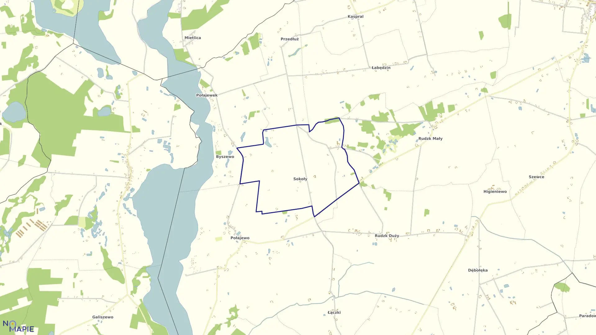 Mapa obrębu SOKOŁY w gminie Piotrków Kujawski