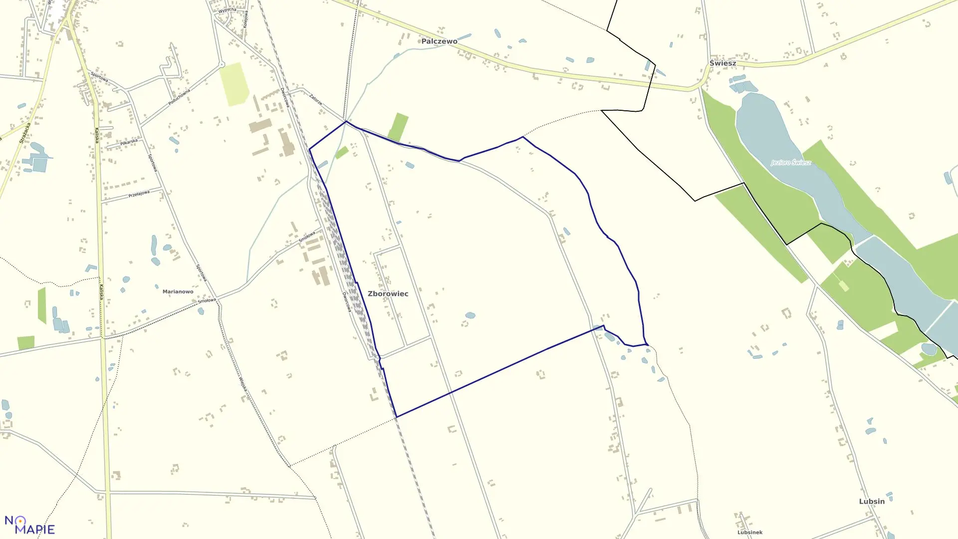 Mapa obrębu ZBOROWIEC w gminie Piotrków Kujawski